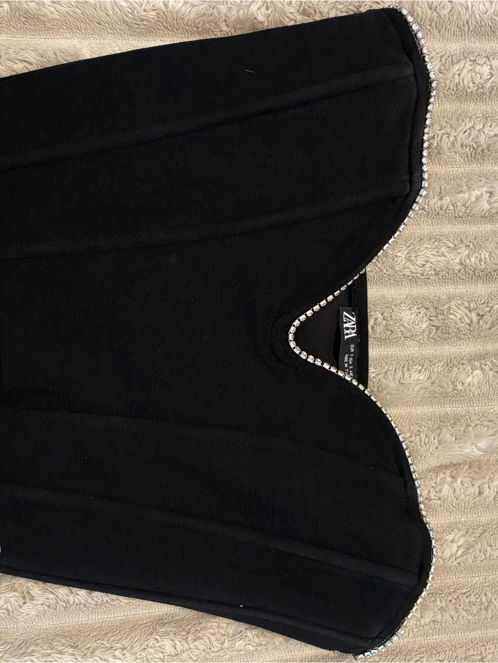 Zara Black Strapless Bustier with Crystal Trim